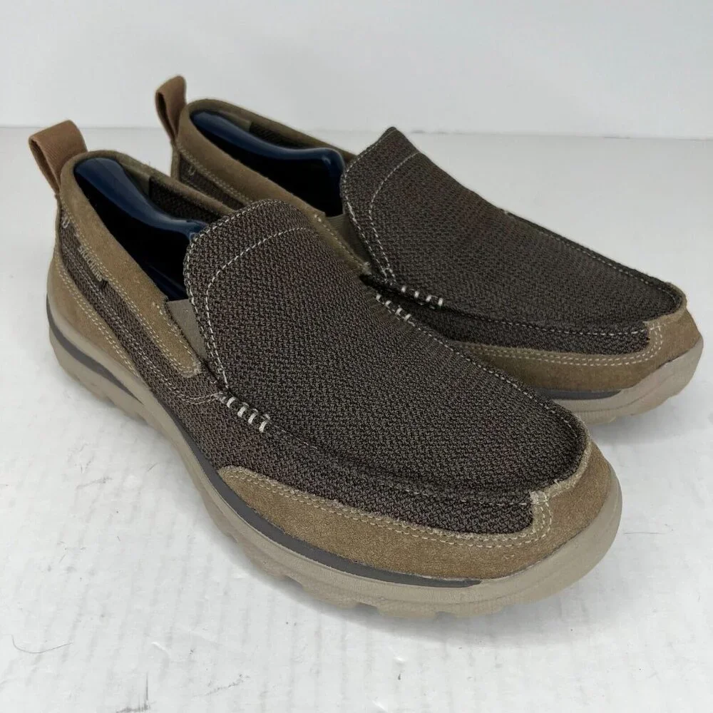 Skechers Mens 64365 Brown Superior Milford Memory Foam Slip-On Size 9 Loafers